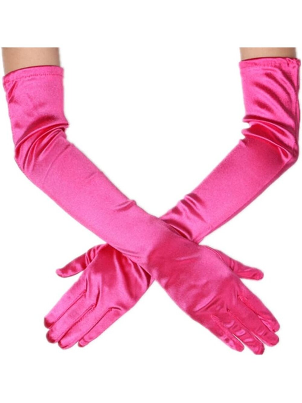 Women's Rose Elegant Elbow Length Satin Finger Long Vintage Satin Opera Gloves